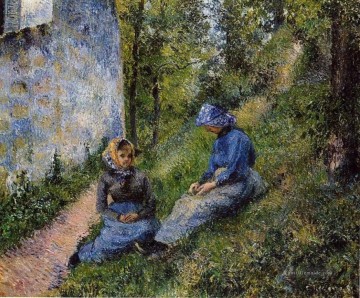 sitzen Bauern Nähen 1881 Camille Pissarro Ölgemälde